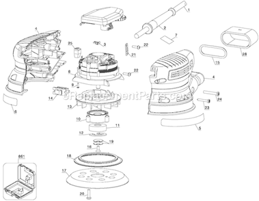 Page A Diagram and Parts List for Type 1 Porter Cable Sander Polisher